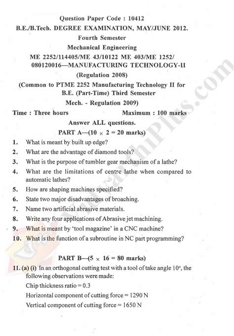 cnc machining technology question papers|manufacturing technology ii question bank.